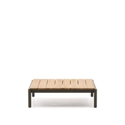 Kave Home Outdoor Salontafel 'Sorells' Teakhout en groen aluminium, 89 x 91cm