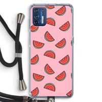 Watermeloen: Motorola Moto G9 Plus Transparant Hoesje met koord