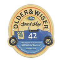 GIETIJZEREN "OLDER & WISER SPEED SHOP" PLAQUETTE