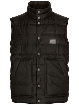 Dolce & Gabbana gilet matelassé à plaque logo - Noir
