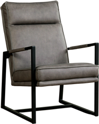 Grijze leren industriële design fauteuil Square - Rancho Leer Steel (grijs leer)