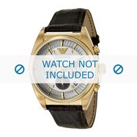 Armani horlogeband AR0372 Leder Grijs 22mm + grijs stiksel - thumbnail