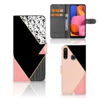 Samsung Galaxy A20s | Book Case | Zwart Roze Vormen