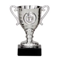 Luxe trofee/prijs beker met oren - zilver - metaal - 11 x 6 cm