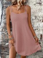 Bon&Bon Black Cami Dress - Casual Lettuce Trim Spaghetti Strap Dusty Pink / M