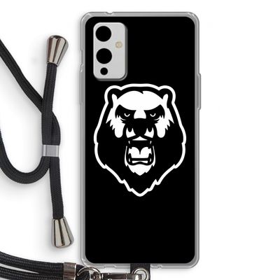 Angry Bear (black): OnePlus 9 Transparant Hoesje met koord