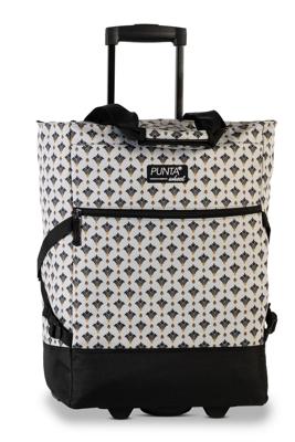 Punta Wheel Trolley Shopper Beige/Blauw met Patroon