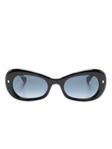 DSQUARED2 EYEWEAR lunettes de soleil ovales à plaque logo - Noir