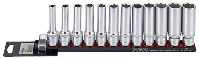 Doppenset 1/2", lang 12-dlg. op rail 301202