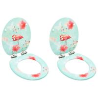 Toiletbrillen met soft-close deksel 2 st flamingo MDF