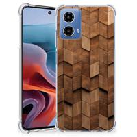 Stevig Telefoonhoesje voor Motorola Moto G34 Wooden Cubes