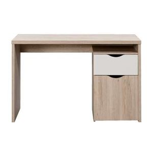 Bureau Tempo - eikenkleur/wit - 76x120x55 cm - Leen Bakker