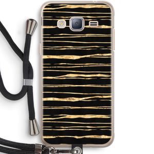 Gouden strepen: Samsung Galaxy J3 (2016) Transparant Hoesje met koord