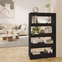 Boekenkast/kamerscherm 80x30x135 cm bewerkt hout zwart
