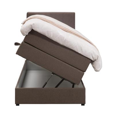Leen Bakker - Boxspring Met Opbergruimte Liv Geblokt - Donker - 90x200 Cm - Stof - Bruin