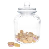 Zeller keuken voorraadpot/snoeppot - bewerkt glas - met deksel - 3800 ml - 17 x 26 cm