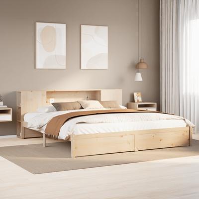 Bed met boekenkast zonder matras massief grenenhout 180x200 cm