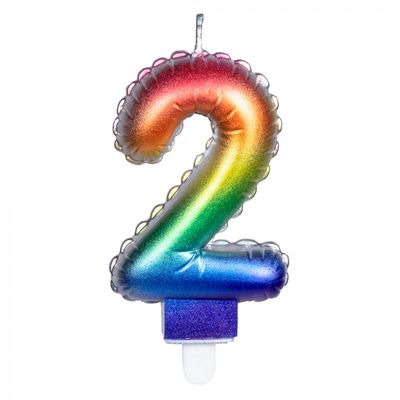Kaarsje Regenboog Cijfer 2