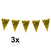 3x stuks glimmende vlaggenlijnen XL goud 10 meter