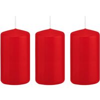 3x Kaarsen rood 6 x 12 cm 40 branduren sfeerkaarsen - Stompkaarsen - thumbnail