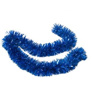 Kerstboom folie slingers/lametta guirlandes van 180 x 12 cm in de kleur glitter blauw - Kerstslingers