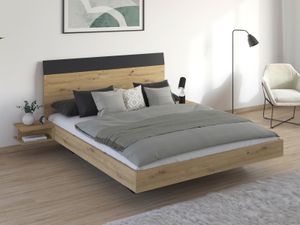 Bed met nachtkastjes MANOZA 160x200 cm artisan eik/metaalgrijs