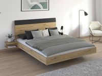 Bed met nachtkastjes MANOZA 160x200 cm artisan eik/metaalgrijs - thumbnail