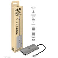 CLUB3D Type-C HUB 8-in-1 met 2x HDMI ( alt modus), 2x USB-A, RJ45, SD/Micro slot en USB Type-C oplaad mogelijkheid max. 100Watt( Ook geschikt voor Apple M1 en Thunderbolt 3) - thumbnail