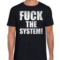 Fuck the system protest t-shirt zwart voor heren