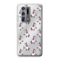 Eenhoorns overal: Huawei P40 Pro Plus Transparant Hoesje