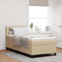 Boxspringbed Lichtgrijs en wit. 80 x 200 cm Katoen Stof