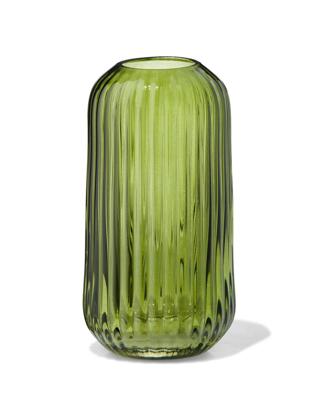 HEMA Vaas Voor Geurstokjes ⌀5.5x11cm Glas Ribbel Donkergroen (donkergroen)