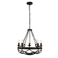 Kroonluchter Cartwheel III 5Lt Black Wrought Iron - thumbnail