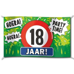 Gevelvlag verjaardag 18 jaar geworden - 100 x 150 cm - feestartikelen/versiering