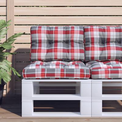 VidaXL Palletkussen 50x40x12 cm stof ruitpatroon rood