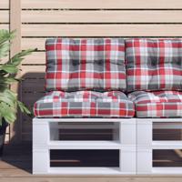 VidaXL Palletkussen 50x40x12 cm stof ruitpatroon rood
