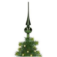 Glazen kerstboom piek/topper dennengroen glans 26 cm