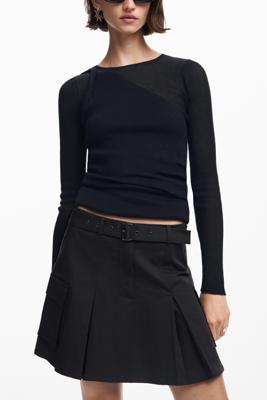 Plissérok met riem - BLACK - S