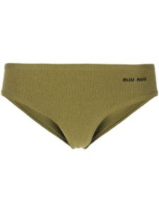 Miu Miu culotte en cachemire mélangé à logo intarsia - Vert