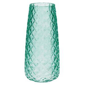 Bloemenvaas - groen - transparant glas - D10 x H21 cm