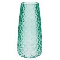 Bloemenvaas - groen - transparant glas - D10 x H21 cm
