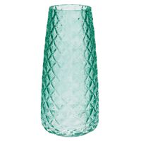 Bloemenvaas - groen - transparant glas - D10 x H21 cm