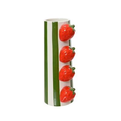Vaas dolomiet streep-aardbei H20.7cm