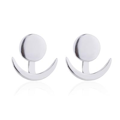 Trendy wassende maan schattig oor sweaters geometrische ronde Stud Oorbellen voor vrouwen metaal kleur: zilver
