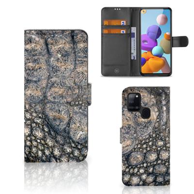 Samsung Galaxy A21s | Telefoonhoesje | Met pasjeshouder | Krokodillenprint