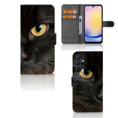 Samsung Galaxy A25 | Telefoonhoesje | Met pasjeshouder | Zwarte Kat