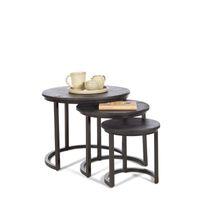 Ronde Bijzettafels Dusty (set van 3)  | Hout  | Mangohout | Zwart - thumbnail