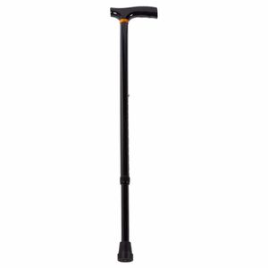 Wandelstok aluminium | Kleur: Zwart | Wandelstokken | Met houten handvat | PR30090-EBK