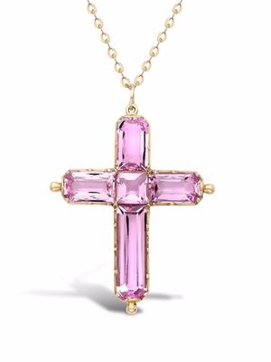 Pragnell Vintage collier Georgian en or rose 18ct à pendentif croix ornée de topaze pre-owned