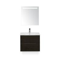 Seville Badmeubelset 60 cm - Black Oak Edge greep - Wastafel Enjoy - met Sence Spiegel